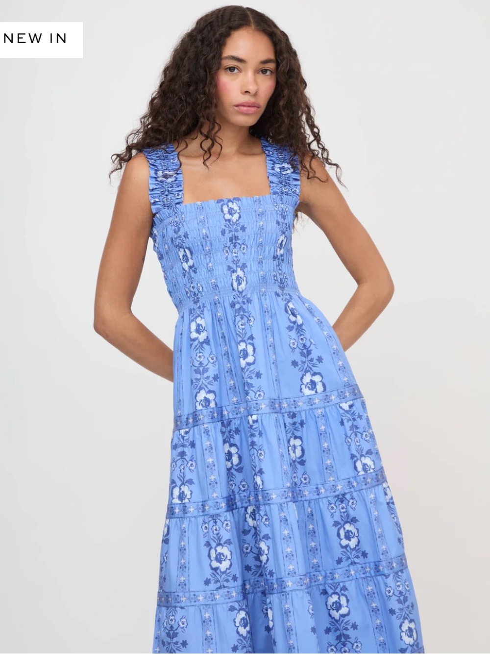Hill House Home The Kimmy Nap Dress in Blue Arcadia Border Blue Size XL - Picture 2 of 4